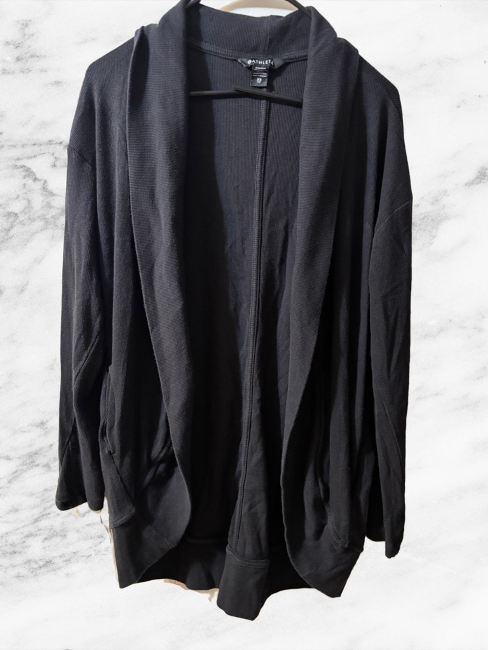 Athleta Black Ribbed Open Cardigan